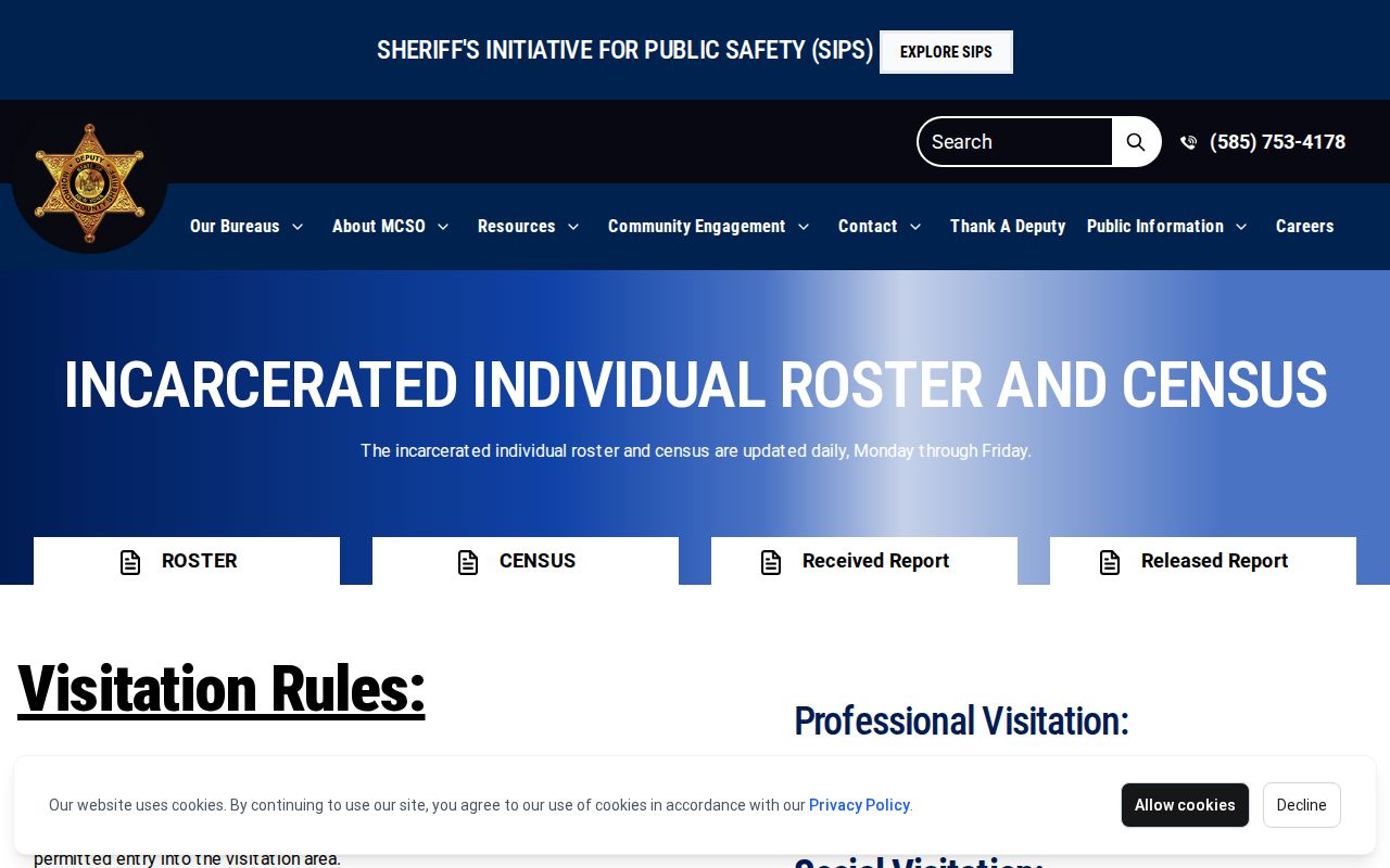Perinton resident lookup source showing Monroe County incarcerated individual information